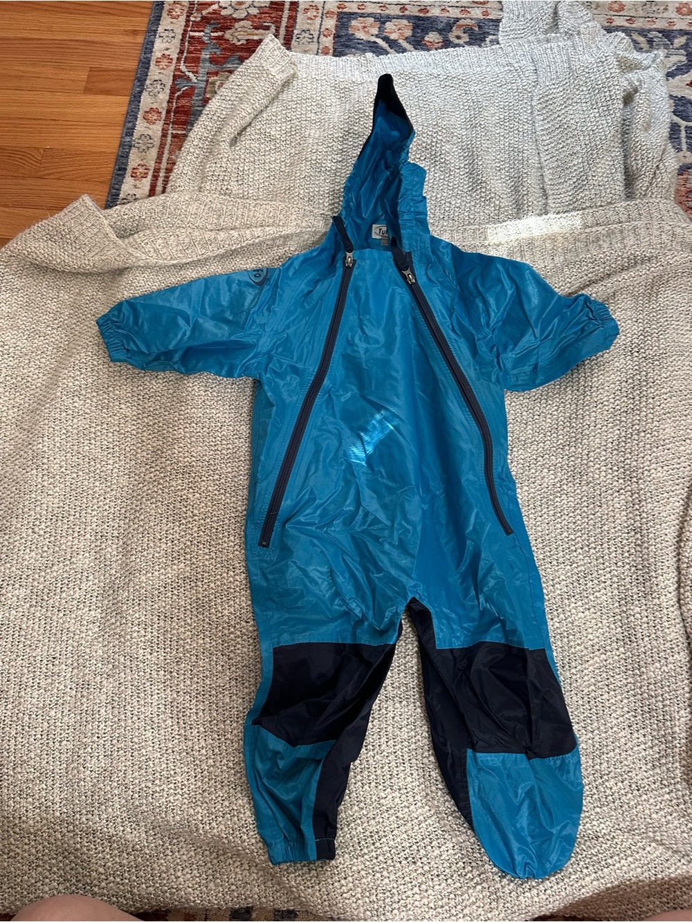 Tuffo Muddy Buddy Waterproof Hooded One-Piece rain suit-  Blue. With tote.
